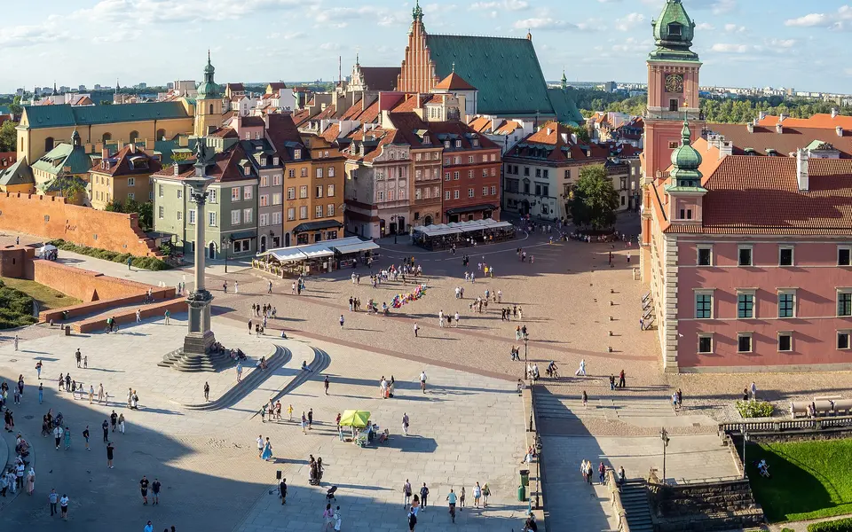 Castle Square in Warsaw's Old Town, Poland
